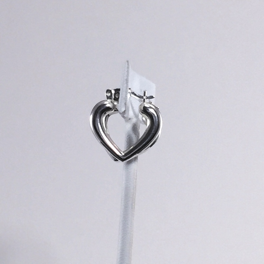 Heart hoop earrings, sterling silver